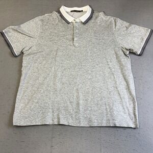 Raffi Linea Uomo Mens XL Gray Polo Shirt Short Sleeve Striped Trim Cotton Golf